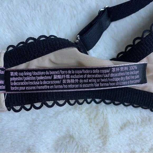 Victoria's Secret Dream Angels Black Nude Lace Pinstripe Push-Up Bra Size 34DD - Picture 8 of 8